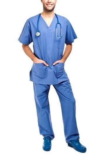 2-Piece Set: Unisex Cotton-Blend V-Neck Scrubs Top & Pants - Assorted Sizes