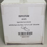 RESTAURANTWARE (100 Sets) Argento Black Plastic Cutlery Sets W/ Napkin 7.25" RWP0107LBW
