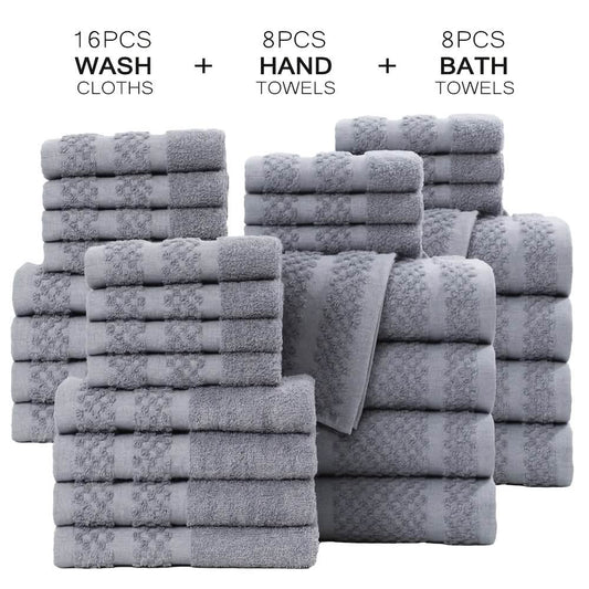 Gray Cotton Bath Towel Set (10–32 pcs)