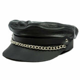 Flat Top Biker Cap With Chain