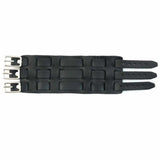 Three Strap Leather Wrist Cuff Watchband - Black