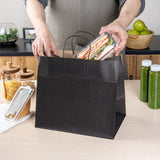 Saving Nature Black Paper Retail Bag - with Handles - 12 1/2" x 8 1/4" x 11 1/4" - 100 count box