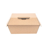 Bio Tek Square Kraft Paper Corrugated Clamshell Container - 4" x 4" x 2 3/4" - 50 count box