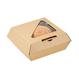 Eco Tek Kraft Paper Corrugated Burger Box - with PLA Window - 5 1/2" x 5 1/2" x 2 3/4" - 50 count box