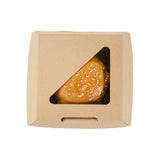 Eco Tek Kraft Paper Corrugated Burger Box - with PLA Window - 5 1/2" x 5 1/2" x 2 3/4" - 50 count box