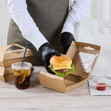 Eco Tek Kraft Paper Corrugated Burger Box - with PLA Window - 5 1/2" x 5 1/2" x 2 3/4" - 50 count box