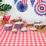 Panificio 4 oz Petal Paper Baking Cup - American Flag, Ridged, Greaseproof - 2 1/4" x 2 1/4" x 1 1/2" - 4000 count box
