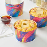 Panificio 53 oz Paper Angel Food Tube Pan - Colorful Abstract Waves, Greaseproof - 5 3/4" x 5 3/4" x 3 3/4" - 400 count box