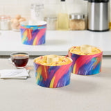 Panificio 53 oz Paper Angel Food Tube Pan - Colorful Abstract Waves, Greaseproof - 5 3/4" x 5 3/4" x 3 3/4" - 400 count box