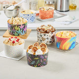 Panificio 53 oz Paper Angel Food Tube Pan - Colorful Abstract Waves, Greaseproof - 5 3/4" x 5 3/4" x 3 3/4" - 400 count box