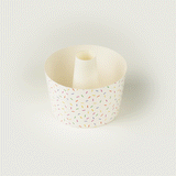 Panificio 38 oz Paper Angel Food Tube Pan - Colorful Confetti, Greaseproof - 5" x 5" x 3 3/4" - 600 count box