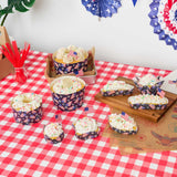 Panificio 22 oz Paper Angel Food Tube Pan - American Flag, Greaseproof - 4 1/2" x 4 1/2" x 2 3/4" - 900 count box