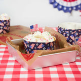 Panificio 22 oz Paper Angel Food Tube Pan - American Flag, Greaseproof - 4 1/2" x 4 1/2" x 2 3/4" - 900 count box