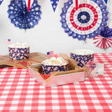 Panificio 22 oz Paper Angel Food Tube Pan - American Flag, Greaseproof - 4 1/2" x 4 1/2" x 2 3/4" - 900 count box