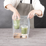 Saving Nature Clear Plastic Take Out Bag - Fits 2-Cup Drink Carrier - 13 3/4" x 7 3/4" x 4 1/4" - 100 count box