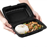 Thermo Tek 30 oz Black Mineral-Filled Plastic Clamshell Container - 9" x 6" x 3" - 10 count box