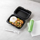 Thermo Tek 30 oz Black Mineral-Filled Plastic Clamshell Container - 9" x 6" x 3" - 10 count box