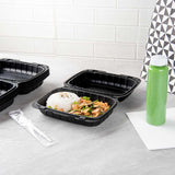 Thermo Tek 30 oz Black Mineral-Filled Plastic Clamshell Container - 9" x 6" x 3" - 10 count box