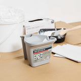 Handy Tek 28 oz Gray Plastic Paint Cup - with Brush Holder - 7 1/2" x 5 1/2" x 5" - 24 count box