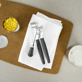 German Standard Black Stainless Steel Handheld Crank Can Opener - Magnetic Lid Lifter,Long Handles - 8 3/4" x 2 1/4" x 3 1/2" - 36 count box