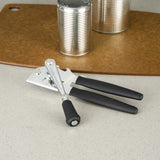 German Standard Black Stainless Steel Handheld Crank Can Opener - Magnetic Lid Lifter, Long Handles - 8 3/4" x 2 1/4" x 3 1/2" - 6 count box