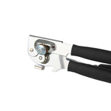 German Standard Black Stainless Steel Handheld Crank Can Opener - Magnetic Lid Lifter, Long Handles - 8 3/4" x 2 1/4" x 3 1/2" - 6 count box