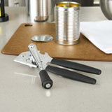 German Standard Black Stainless Steel Handheld Crank Can Opener - Magnetic Lid Lifter, Long Handles - 8 3/4" x 2 1/4" x 3 1/2" - 6 count box