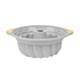 Pastry Tek Gray Silicone Kugelhopf / Fluted Bundt Cake Pan - Non-Stick, with Handles - 11 1/4" x 10 1/4" x 4" - 4 count box