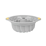 Pastry Tek Gray Silicone Kugelhopf / Fluted Bundt Cake Pan - Non-Stick, with Handles - 11 1/4" x 10 1/4" x 4" - 4 count box