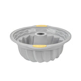 Pastry Tek Gray Silicone Kugelhopf / Fluted Bundt Cake Pan - Non-Stick, with Handles - 11 1/4" x 10 1/4" x 4" - 4 count box