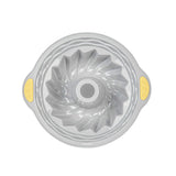 Pastry Tek Gray Silicone Kugelhopf / Fluted Bundt Cake Pan - Non-Stick, with Handles - 11 1/4" x 10 1/4" x 4" - 4 count box