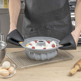Pastry Tek Gray Silicone Kugelhopf / Fluted Bundt Cake Pan - Non-Stick, with Handles - 11 1/4" x 10 1/4" x 4" - 8 count box