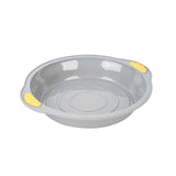 Pastry Tek Round Gray Silicone Cake Pan - Non-Stick, with Handles - 11 1/4" x 10 1/4" x 1 3/4" - 10 count box