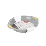 Pastry Tek Round Gray Silicone Cake Pan - Non-Stick, with Handles - 11 1/4" x 10 1/4" x 1 3/4" - 10 count box