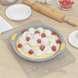 Pastry Tek Round Gray Silicone Cake Pan - Non-Stick, with Handles - 11 1/4" x 10 1/4" x 1 3/4" - 10 count box