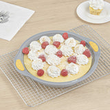 Pastry Tek Round Gray Silicone Cake Pan - Non-Stick, with Handles - 11 1/4" x 10 1/4" x 1 3/4" - 10 count box