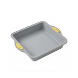 Pastry Tek Square Gray Silicone Cake Pan - Non-Stick, with Handles - 9 3/4" x 8 1/2" x 1 3/4" - 10 count box