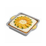Pastry Tek Square Gray Silicone Cake Pan - Non-Stick, with Handles - 9 3/4" x 8 1/2" x 1 3/4" - 10 count box