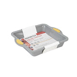 Pastry Tek Square Gray Silicone Cake Pan - Non-Stick, with Handles - 9 3/4" x 8 1/2" x 1 3/4" - 10 count box