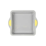 Pastry Tek Square Gray Silicone Cake Pan - Non-Stick, with Handles - 9 3/4" x 8 1/2" x 1 3/4" - 10 count box