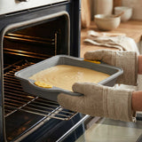 Pastry Tek Square Gray Silicone Cake Pan - Non-Stick, with Handles - 9 3/4" x 8 1/2" x 1 3/4" - 10 count box