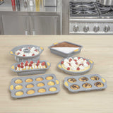 Pastry Tek Square Gray Silicone Cake Pan - Non-Stick, with Handles - 9 3/4" x 8 1/2" x 1 3/4" - 10 count box