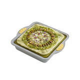 Pastry Tek Square Gray Silicone Cake Pan - Non-Stick, with Handles - 9 3/4" x 8 1/2" x 1 3/4" - 40 count box