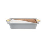 Pastry Tek Square Gray Silicone Cake Pan - Non-Stick, with Handles - 9 3/4" x 8 1/2" x 1 3/4" - 40 count box