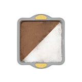 Pastry Tek Square Gray Silicone Cake Pan - Non-Stick, with Handles - 9 3/4" x 8 1/2" x 1 3/4" - 40 count box