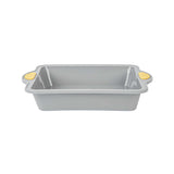 Pastry Tek Square Gray Silicone Cake Pan - Non-Stick, with Handles - 9 3/4" x 8 1/2" x 1 3/4" - 40 count box