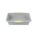 Pastry Tek Square Gray Silicone Cake Pan - Non-Stick, with Handles - 9 3/4" x 8 1/2" x 1 3/4" - 40 count box